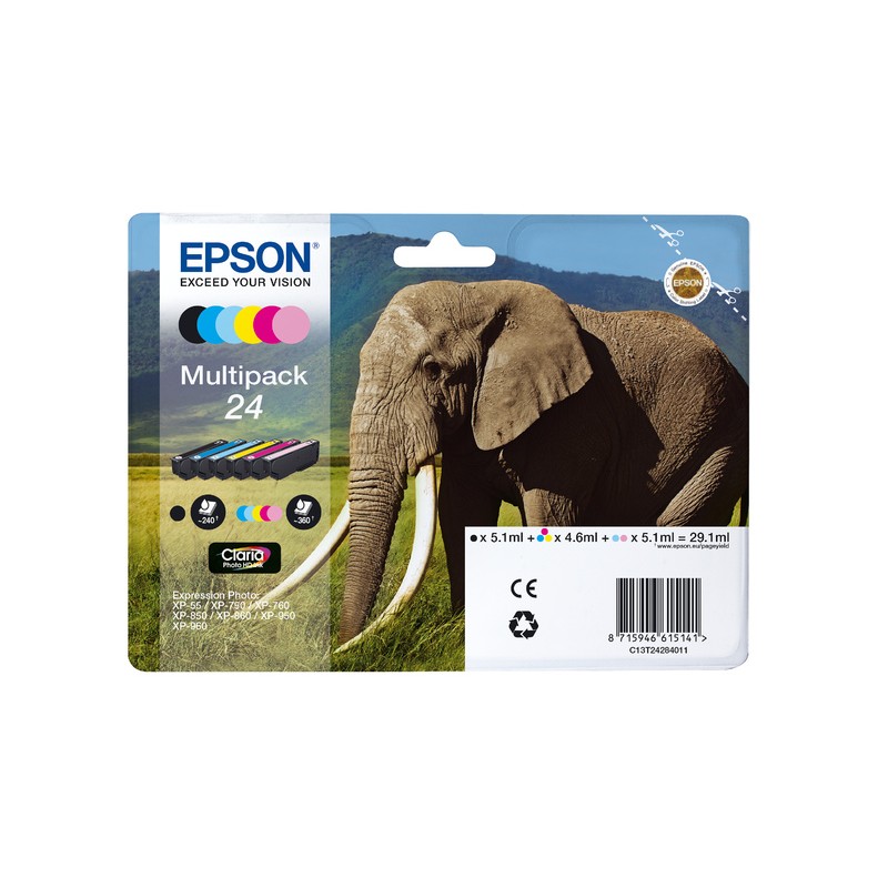 CARTOUCHE EPSON C13T24284011 ELEPHANT 6 COULEURS